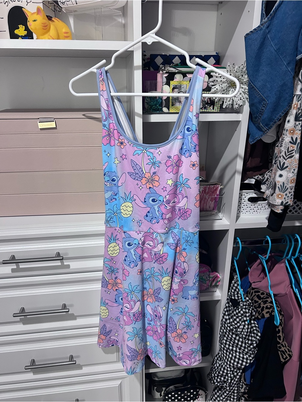 Disney pastel purple Stitch & Angel tropical tank dress